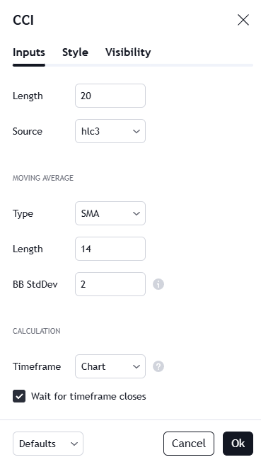 settings on cci indicator